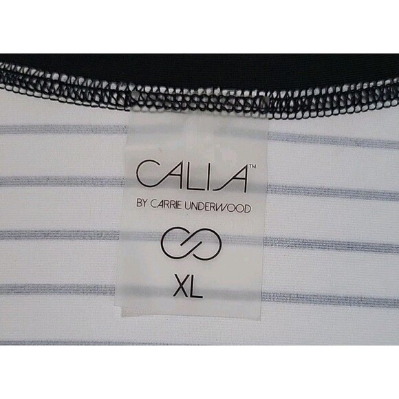 Calia Black/White Stripe Athletic Rashguard 1/4 Zip Shirt Women’s XL EUC - Picture 2 of 9